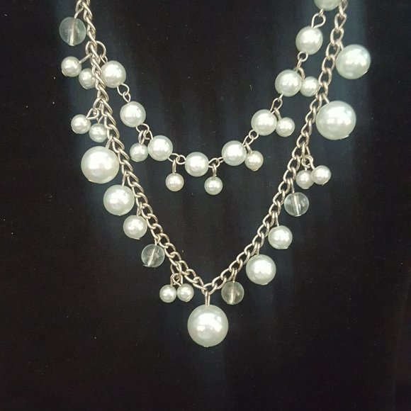 Paparazzi Blue Pearl and Silver Necklace Set J-9 - Picture 2 of 3